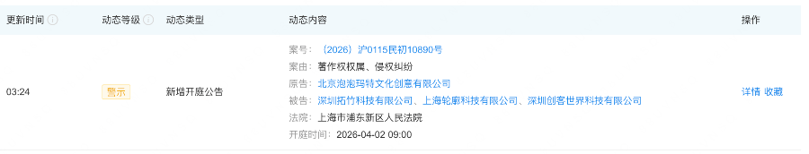  泡泡玛特、《罗小黑战记》版权方起诉拓竹科技 新闻