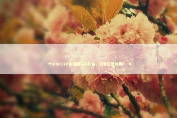 iPhone17e存储翻倍不加价,真香还是鸡肋?_4 iPhone17e存储翻倍不加价,真香还是鸡肋?_4 新闻
